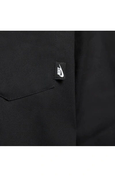 Shop Nike Club Short Sleeve Button-up Shirt In Black