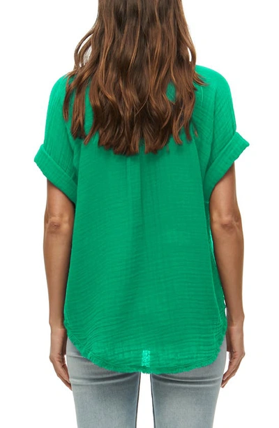 Michael Stars Bailey Cotton Gauze Button-up Shirt In Field