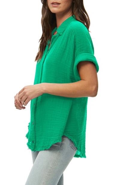 Michael Stars Bailey Cotton Gauze Button-up Shirt In Field