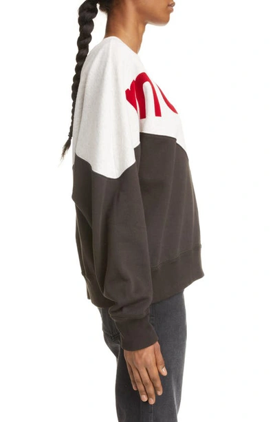 Shop Isabel Marant Étoile Houston Colorblock Oversize Cotton Blend Sweatshirt In Faded Black/ Red