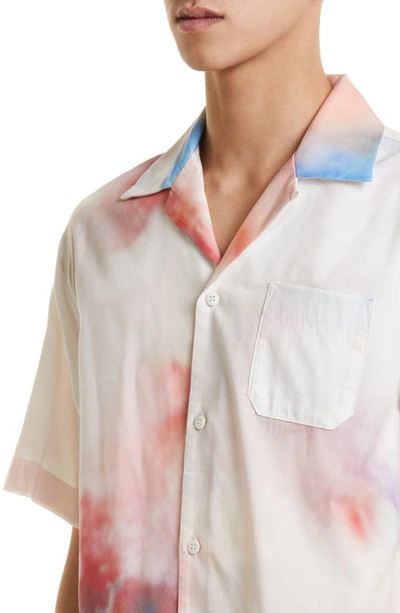 Shop John Elliott Bird's Eye Abstract Cotton Blend Camp Shirt In Birds Eye