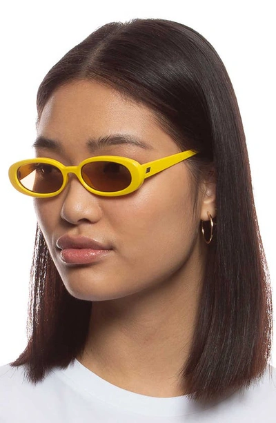 Shop Le Specs Outta Love 51mm Oval Sunglasses In Yellow / Light Brown Mono
