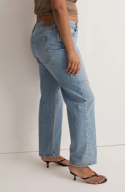 Shop Madewell Low Rise Ripped Baggy Straight Leg Jeans In Heresford Wash