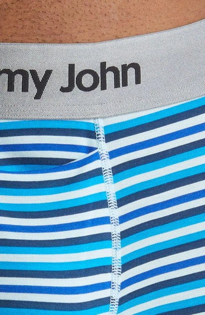 Shop Tommy John Second Skin 8-inch Boxer Briefs In Crystal Blue Globe Stripe