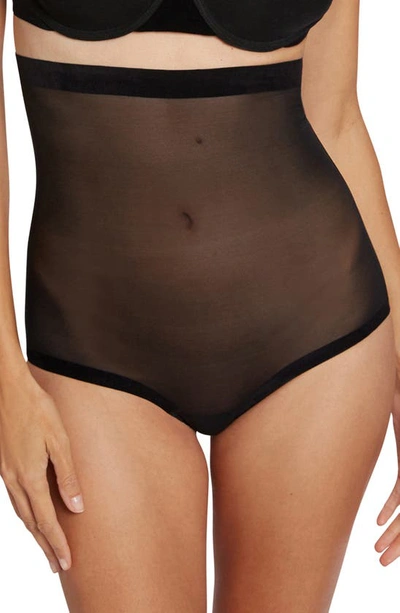Shop Wolford Tulle Control High Waist Shaper Briefs In Black