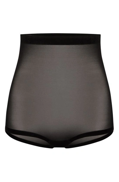 Shop Wolford Tulle Control High Waist Shaper Briefs In Black