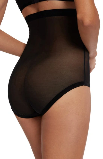 Shop Wolford Tulle Control High Waist Shaper Briefs In Black