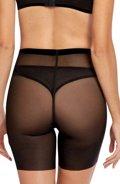 Shop Wolford Tulle Control Shaper Shorts In Black