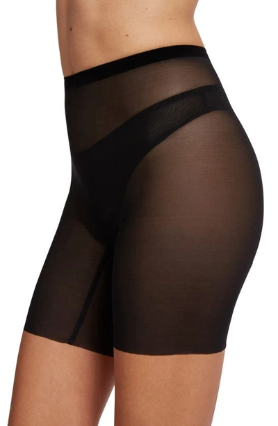 Shop Wolford Tulle Control Shaper Shorts In Black