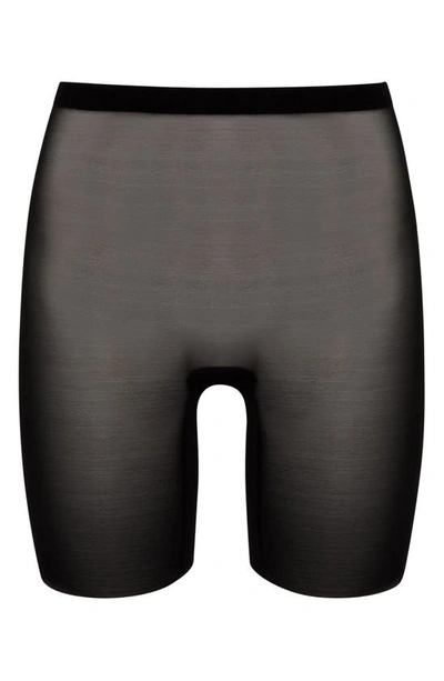 Wolford High Waist Shaping Tulle Netting Shorts In Black