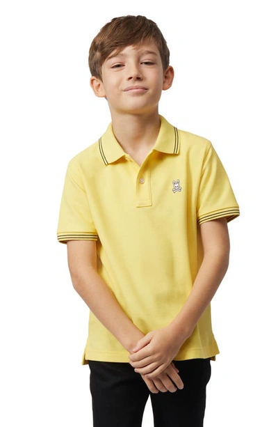 Shop Psycho Bunny Kids' Logan Tipped Piqué Polo In Custard