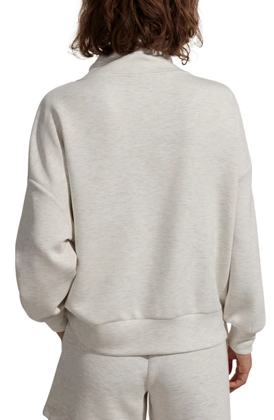 Shop Varley Hawley Half-zip Sweatshirt In Ivory Marl