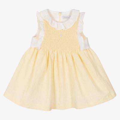 Shop Patachou Girls Yellow Cotton Seersucker Dress