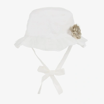 Shop Mayoral Baby Girls Ivory Cotton Sun Hat