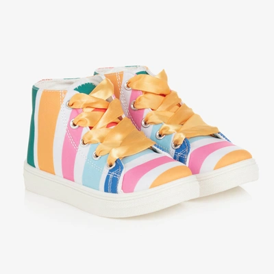 Shop A Dee Girls Pastel Striped High-top Canvas Trainers In Yellow