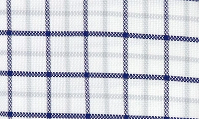 Shop Lorenzo Uomo Trim Fit Textured Check Dress Shirt In White/ Blue/ Grey