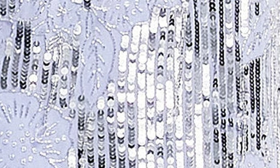 Asos Design Floral Sequin And Bead Midi Dress With Feather Hem In Violet-purple In Lilac