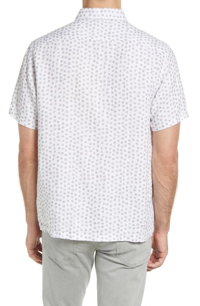 Shop Ted Baker Albert Short Sleeve Linen Button-up Shirt In Grey
