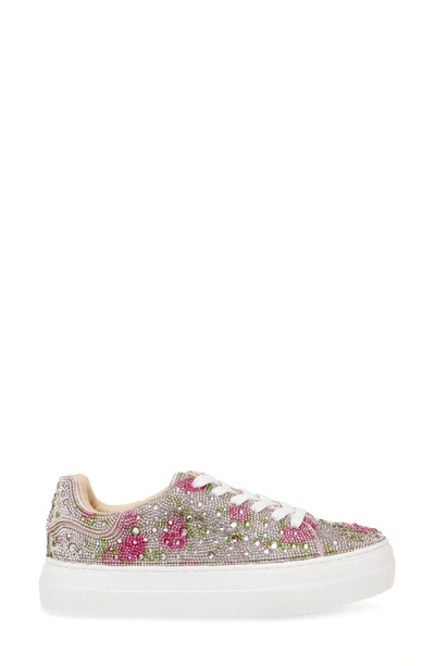 Shop Betsey Johnson Sidny Crystal Pavé Platform Sneaker In Rhinestone Floral