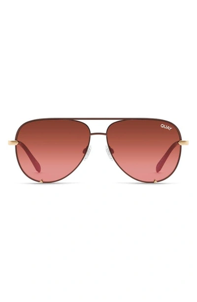 Shop Quay High Key 64mm Oversize Aviator Sunglasses In Pink