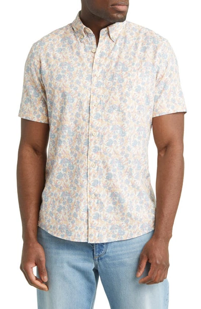 Shop Faherty Breeze Floral Short Sleeve Hemp & Lyocell Button-down Shirt In Tropic Shores Floral