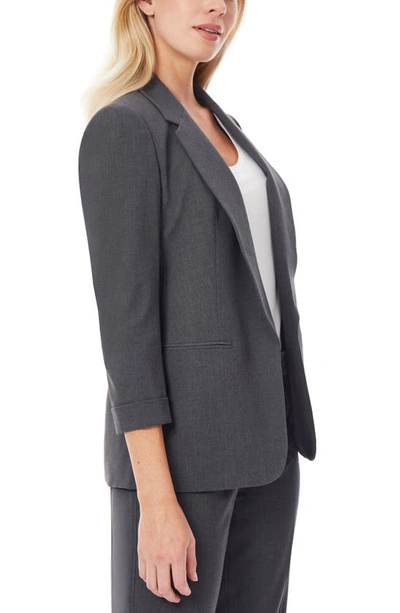 Jones New York Three Quarter Sleeve Blazer In Grey