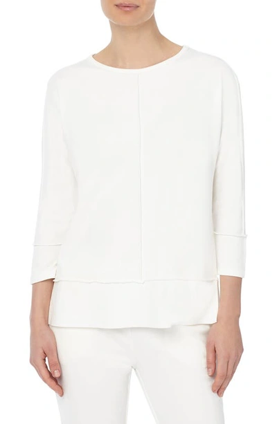 Shop Jones New York Serenity Three Quarter Sleeve Knit Top In Nyc White