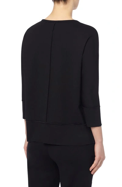 Jones New York Women's Petite Serenity Knit 3/4 Sleeve Tunic Top In Jones Black