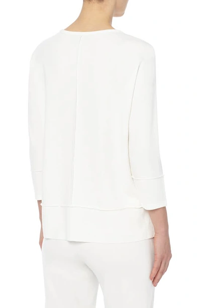 Shop Jones New York Serenity Three Quarter Sleeve Knit Top In Nyc White