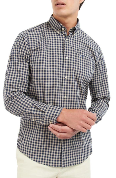 Shop Barbour Merryton Tailored Fit Check Button-down Shirt In Stone