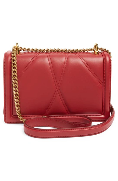 Shop Dolce & Gabbana Devotion Logo Heart Lambskin Crossbody Bag In Poppy Red