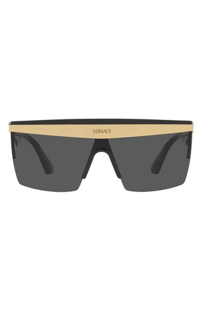 Shop Versace 44mm Shield Sunglasses In Black