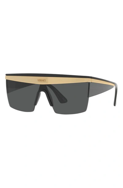 Shop Versace 44mm Shield Sunglasses In Black