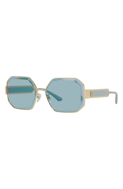 Tory Burch 60mm Tinted Geometric Sunglasses In Azure