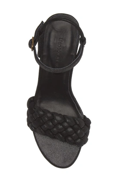 Chocolat Blu Chaya Braided Block Heel Sandal In Black Shimmer