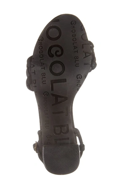 Chocolat Blu Chaya Braided Block Heel Sandal In Black Shimmer