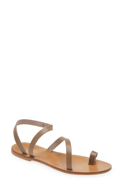 Shop Ann Mashburn Toe Loop Sandal In Taupe Leather