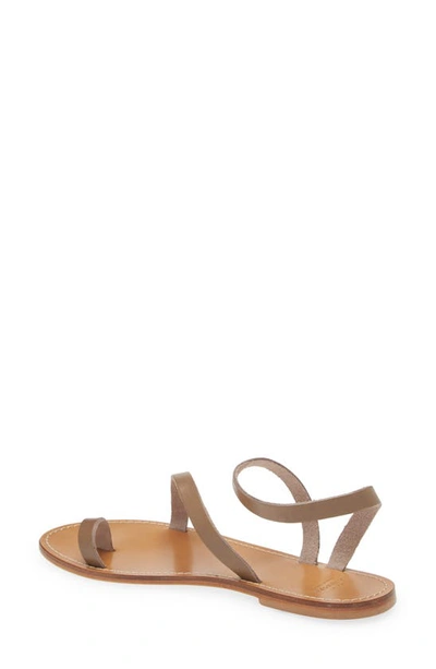 Shop Ann Mashburn Toe Loop Sandal In Taupe Leather