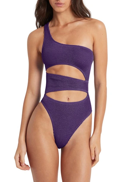 Shop Bound By Bond-eye Rico Cutout One-shoulder One-piece Swimsuit In Dahlia Shimmer