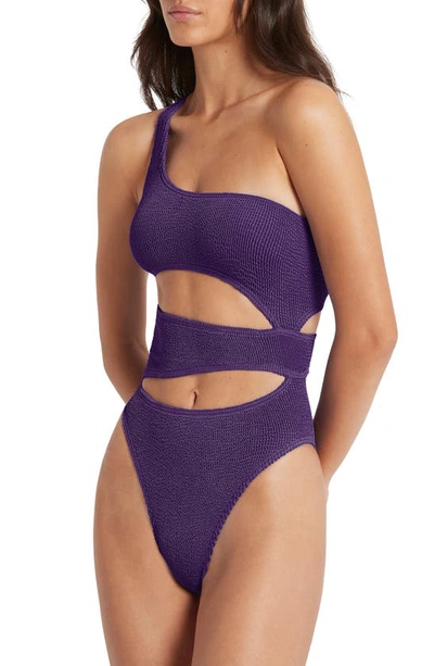 Shop Bound By Bond-eye Rico Cutout One-shoulder One-piece Swimsuit In Dahlia Shimmer