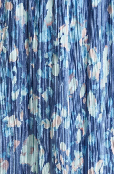 Shop Chelsea28 Flutter Sleeve Plissé Midi Dress In Blue Fade Floral
