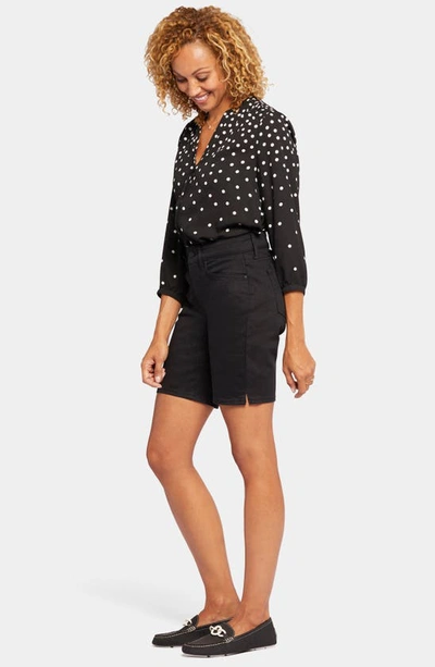Nydj Ella Floral Print Side Slit Bermuda Shorts In Black