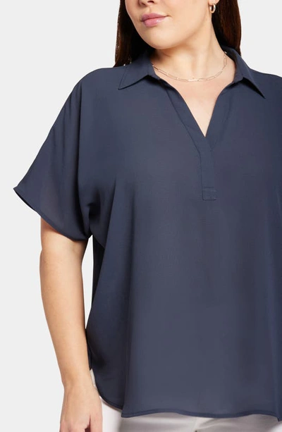 Shop Nydj Becky Georgette Popover Top In Oxford Navy