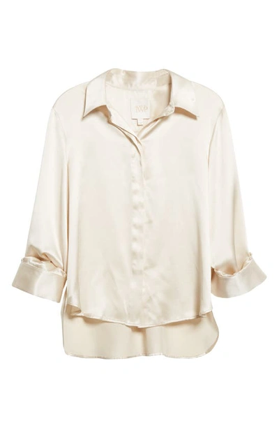 Shop Twp Boyfriend Silk Button-up Shirt In Oyster