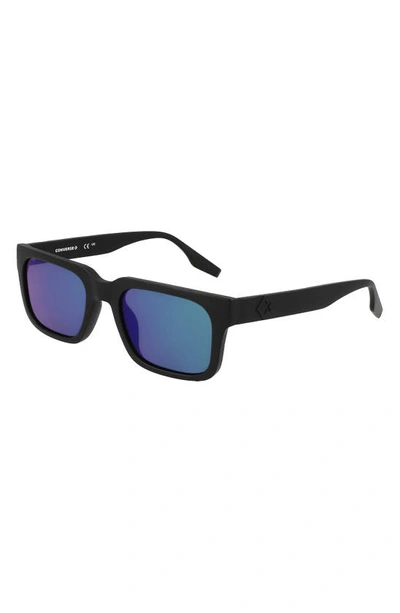 Shop Converse Fluidity 52mm Rectangular Sunglasses In Matte Black