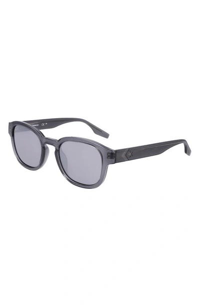 Shop Converse Fluidity 50mm Round Sunglasses In Crystal Cyber Grey
