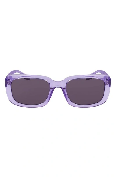 Shop Converse Fluidity 54mm Rectangular Sunglasses In Crystal Vapor Violet