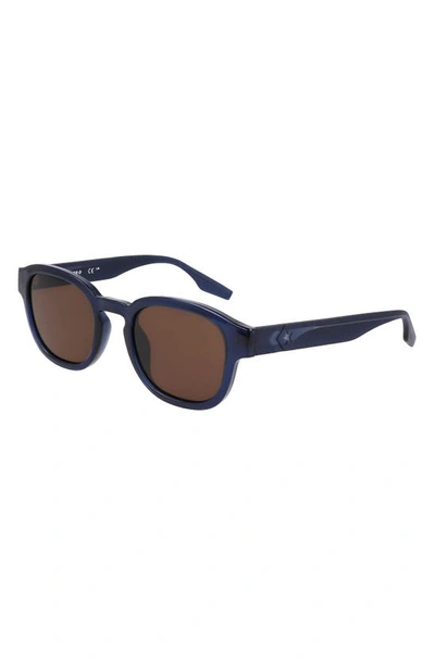 Shop Converse Fluidity 50mm Round Sunglasses In Crystal  Navy