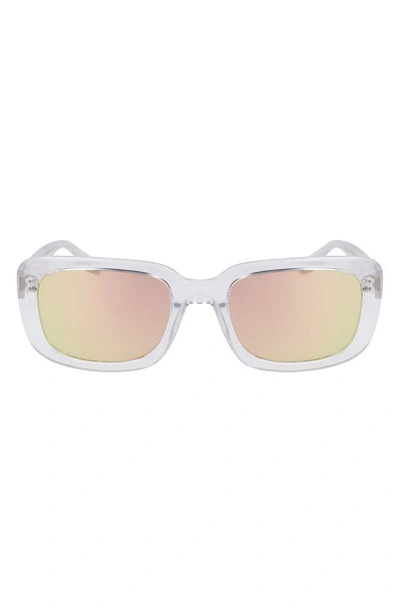 Shop Converse Fluidity 54mm Rectangular Sunglasses In Crystal Clear