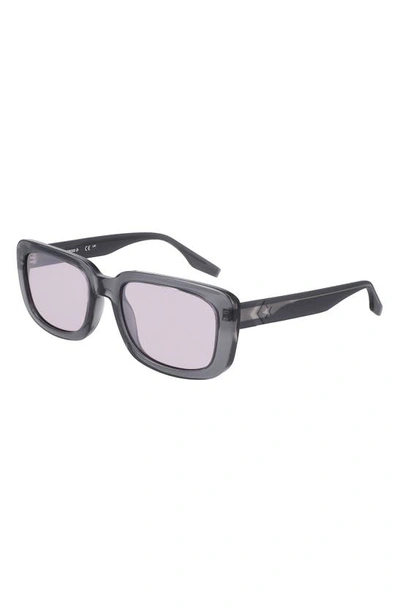 Shop Converse Fluidity 54mm Rectangular Sunglasses In Crystal Cyber Grey